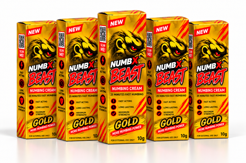 NUMBX Beast Gold Numbing Cream Pack of 5 with Free Tattoo Repair Gel